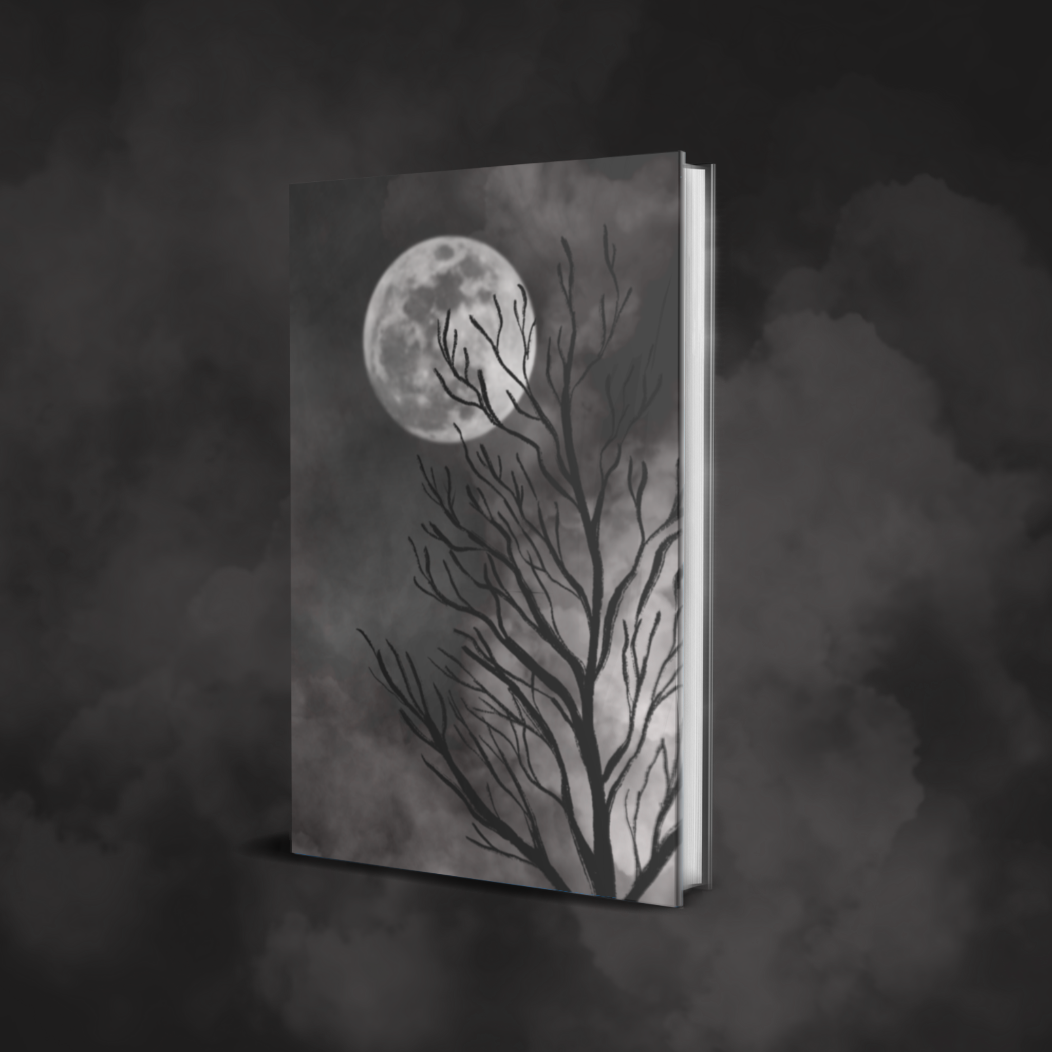 Moonlit Trees illustrated hardcover notebook inspired by Moonlit Awakening, featuring forest and moon artwork by Emile Sodyte