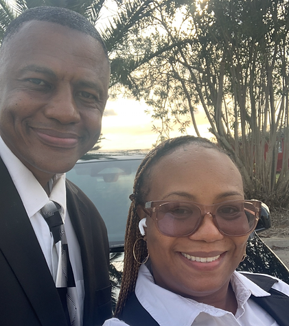 Roxane and Daymone Williams, owners of Shining Star Transportation, providing safe, reliable, and family-operated shuttle service in New Orleans.