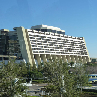Disney's Contemporary Resort near Magic Kingdom featuring modern architecture and walking access to the park.