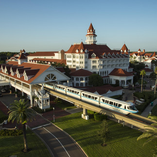Disney's Grand Floridian Resort and Spa overlooking Seven Seas Lagoon near Magic Kingdom at Walt Disney World.