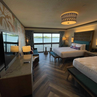 Disney's Polynesian Village Resort room inspired by Disney's Moana with tropical details and spacious accommodations.