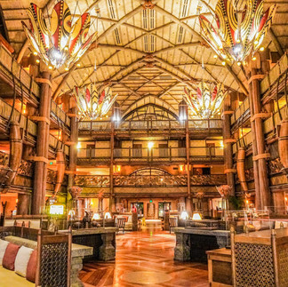 Disney's Animal Kingdom Lodge lobby featuring African-inspired architecture and one of Disney's most impressive resort spaces.