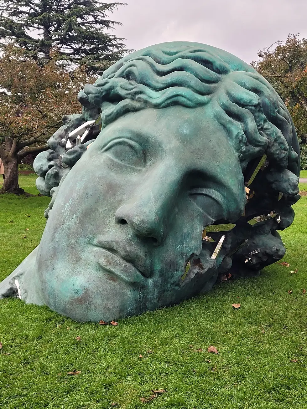 Daniel Arsham's sculpture titled ‘Unearthed Bronze Eroded Melpomene’ at Regent's Park London