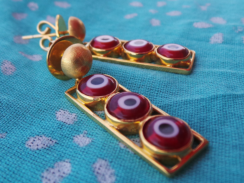 Thumbnail: Red Evil Eye Traffic Light Earrings