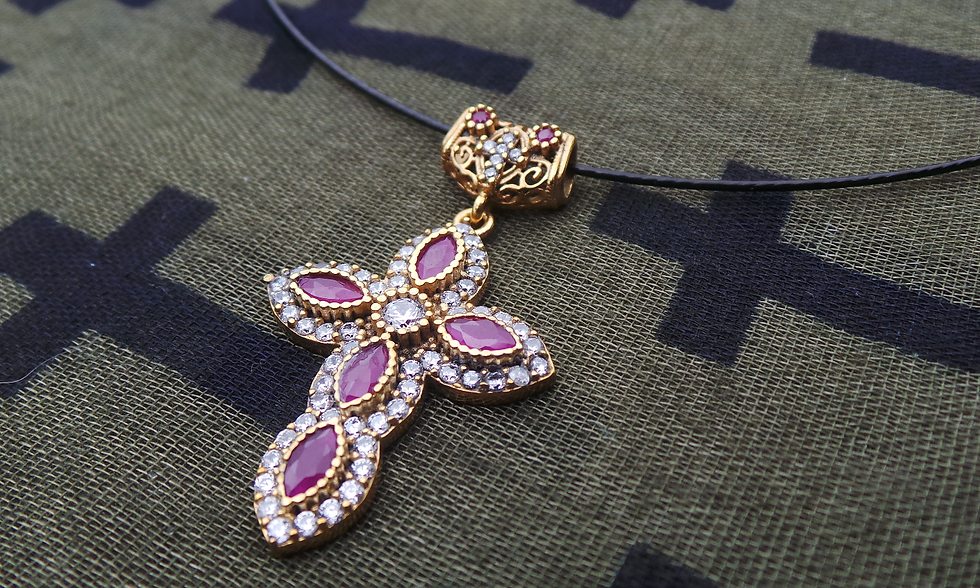 Thumbnail: Vintage Zircon Studded Cross Pendant