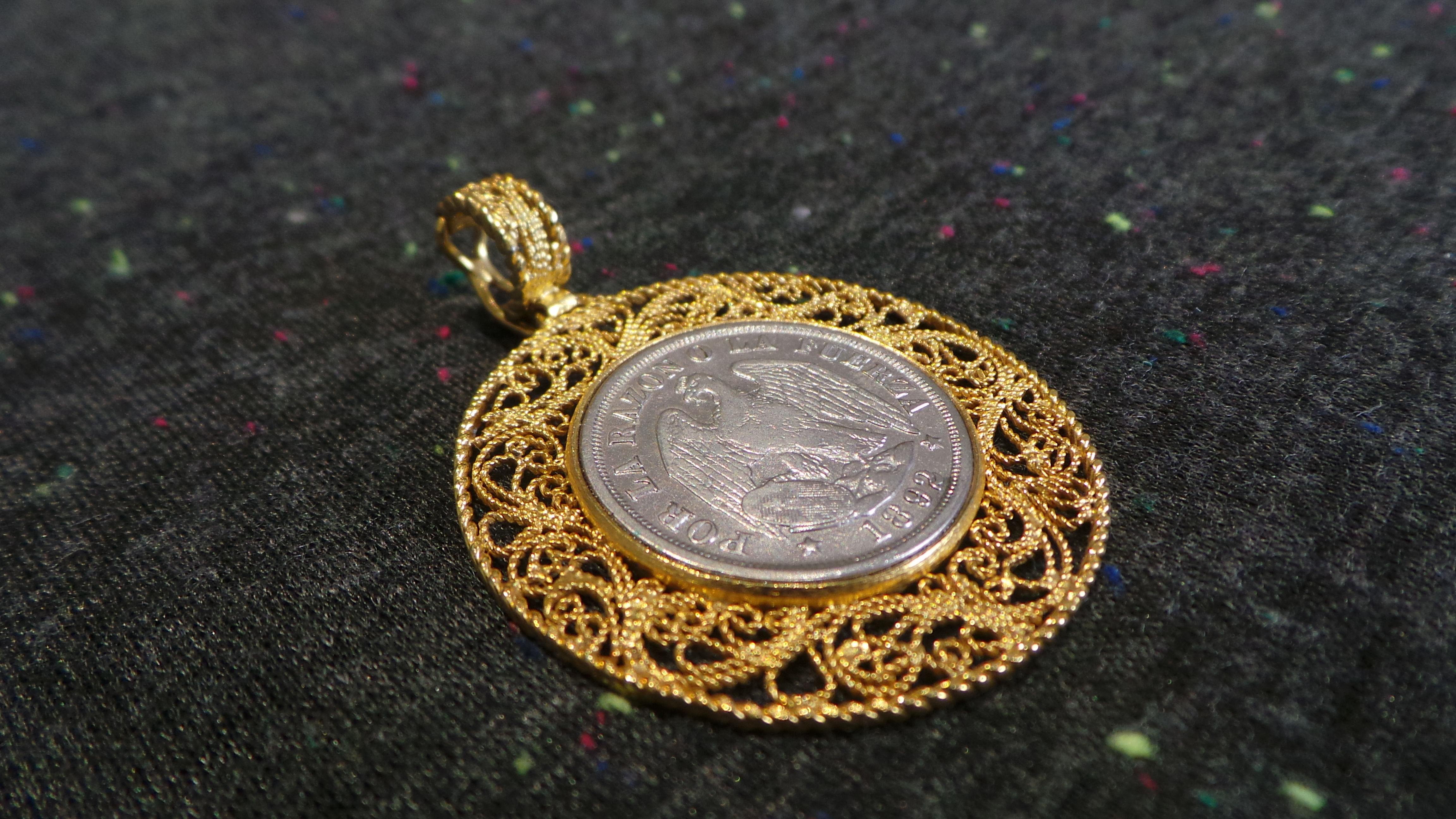 Silver Chilean 1892 Coin Pendant