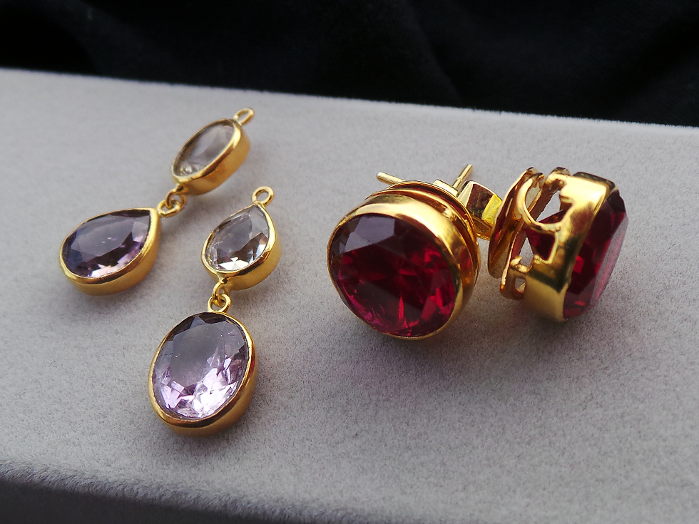 Thumbnail: Round Cut Ruby Earrings with Detachable Danglers