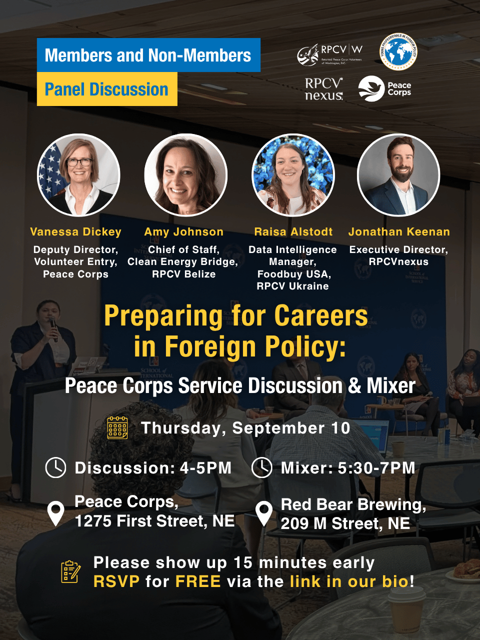 Young diplomats and global leaders speaking at a YPFP foreign policy event.
