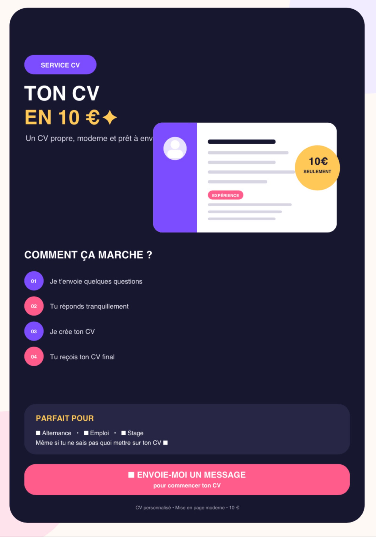 Service de création et rédaction de CV