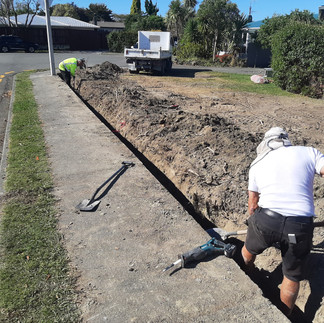 Digging out for block wall foundations
