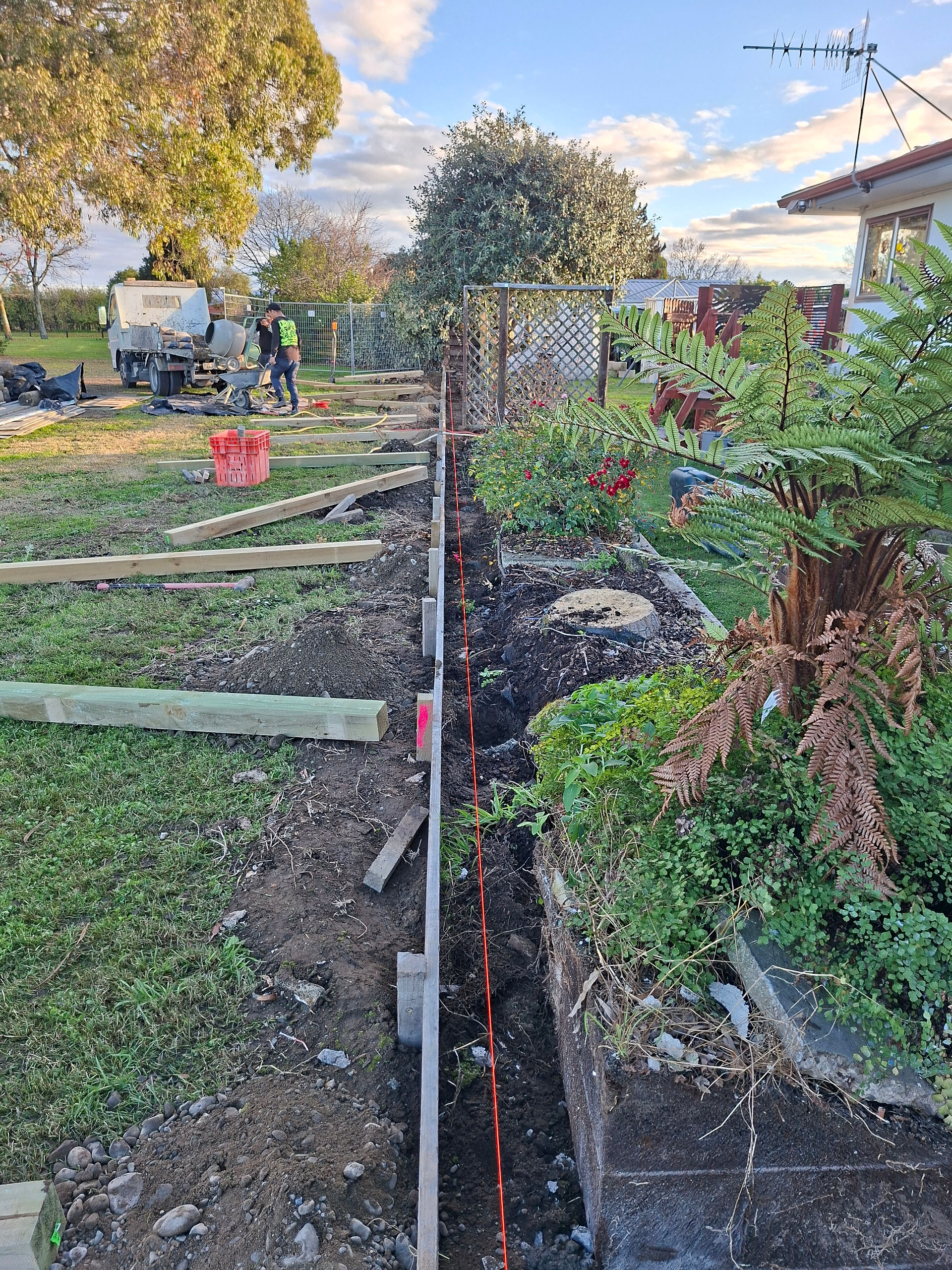 Concrete nib and timber fence layout prepared for a new Smart Coloursteel boundary fence in Hastings