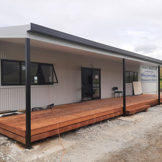 Kwila decking at back of sports hall