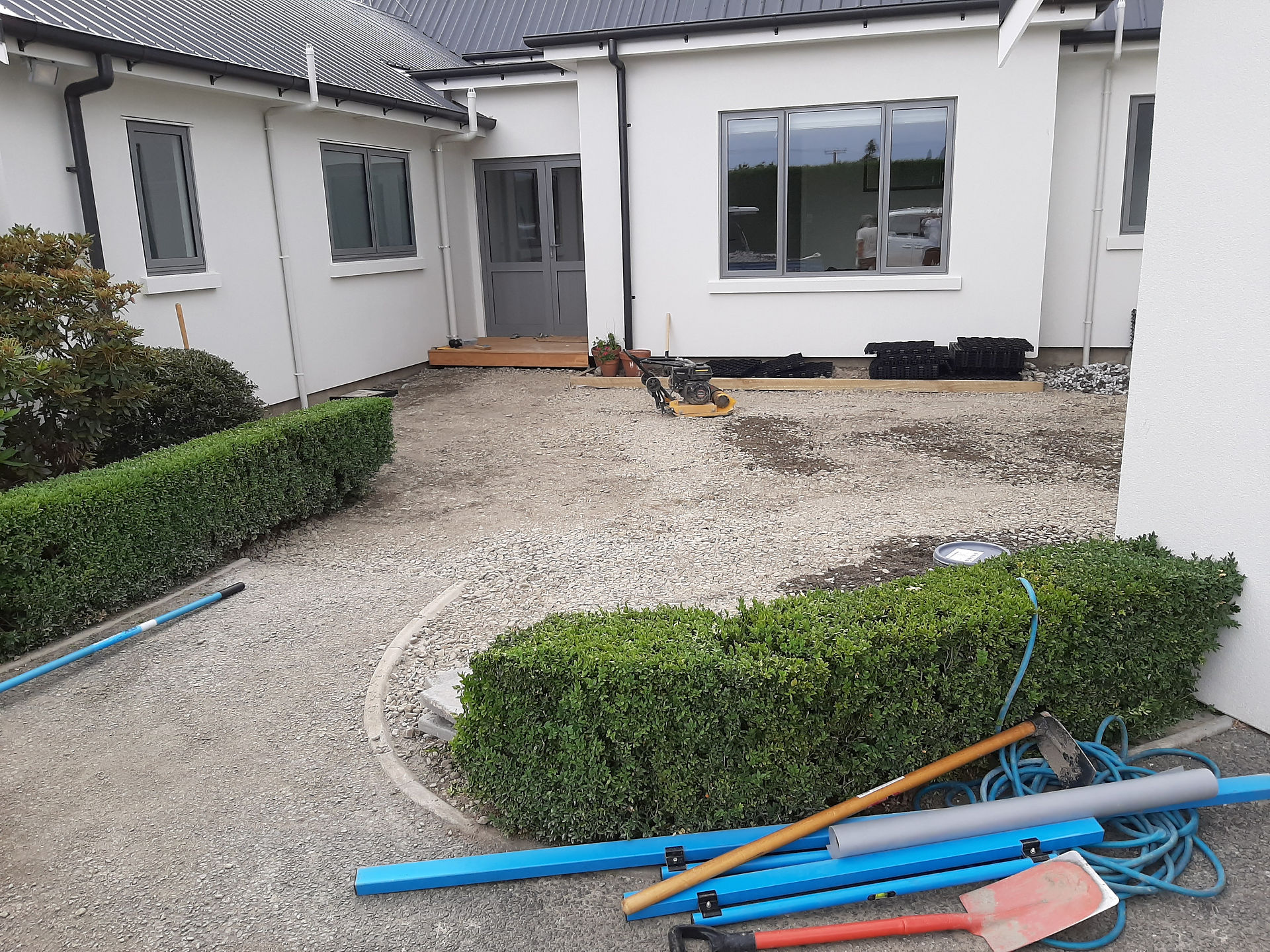 Pathway base and edging installed during finishing stage of new build in Hastings