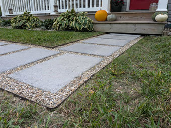 Grey paver walkway installed by Salzman Services in Berrien County Michigan