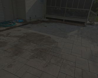 Freshly cleaned Unilock paver patio