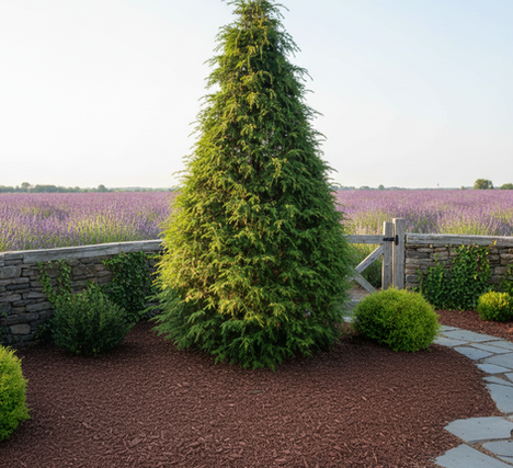 A Canadian Hemlock, a graceful native evergreen with soft needles, perfect for shade or hedges.