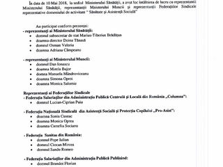 Minuta întâlnirii  din data de 10 Mai 2018 la Ministerul Sănătății
