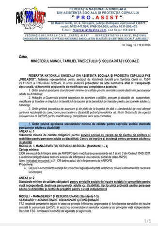 Amendamente pentru standarde de calitate 2026