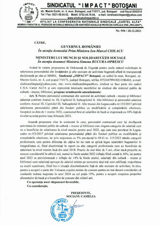 Amendamente creșteri salariale pentru sectorul muzee și biblioteci