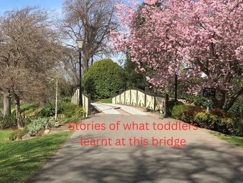 Bridge in a park where toddlers fell over and learnt how parents react becomes predictive coding in their brains