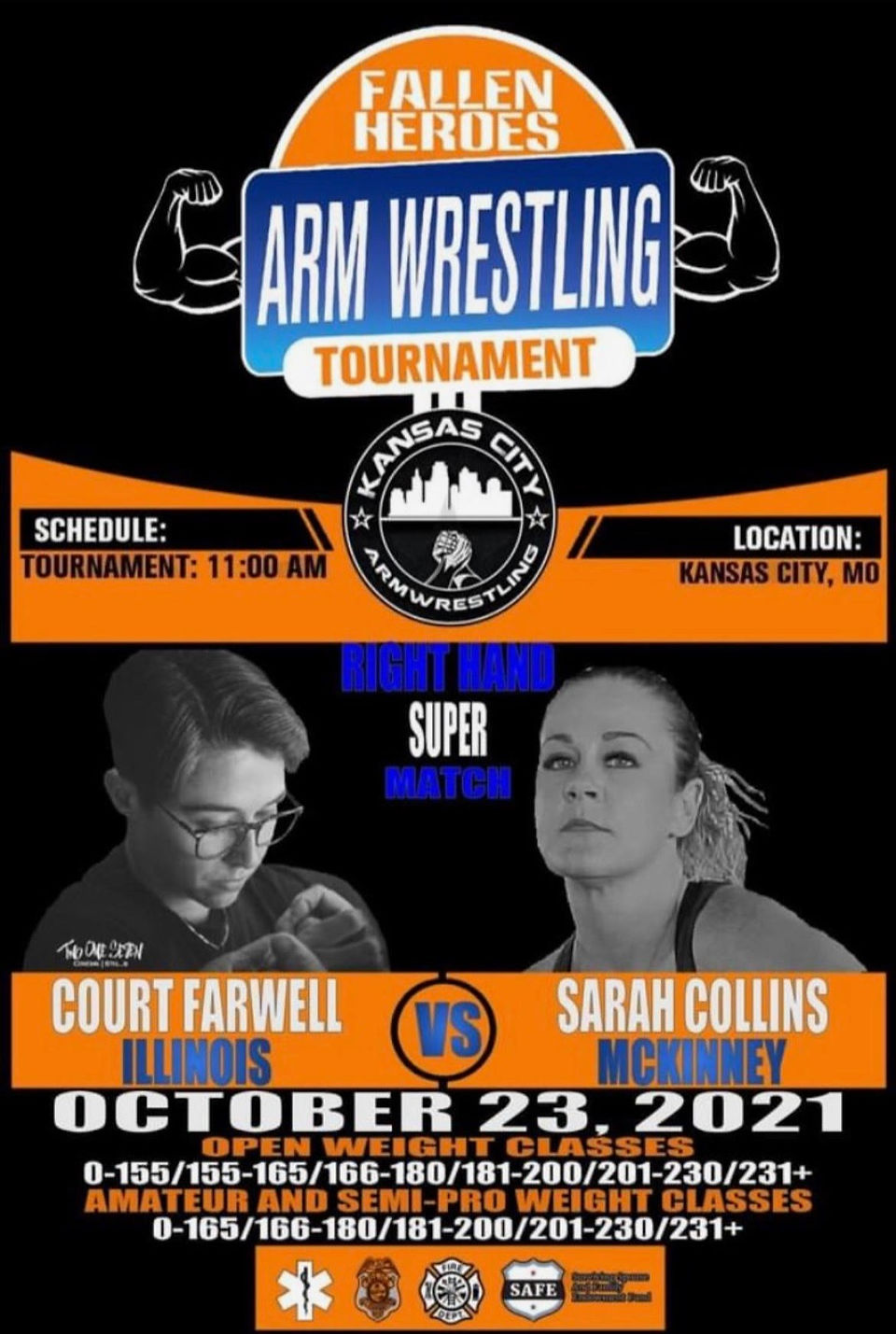 Flyer promoting arm wrestling competition