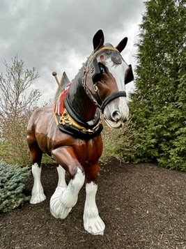 Colorful Clydesdale statue