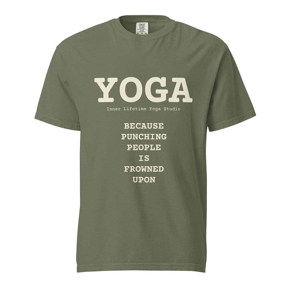 Thumbnail: Unisex Yoga because punching people is frown upon dark t-shirt