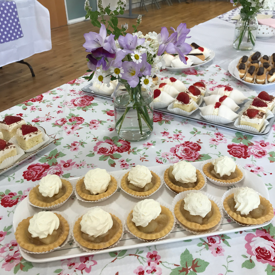 Selection of freshly prepared finger food including scones, mini cakes and sausage rolls – Farm House Treats funeral teas