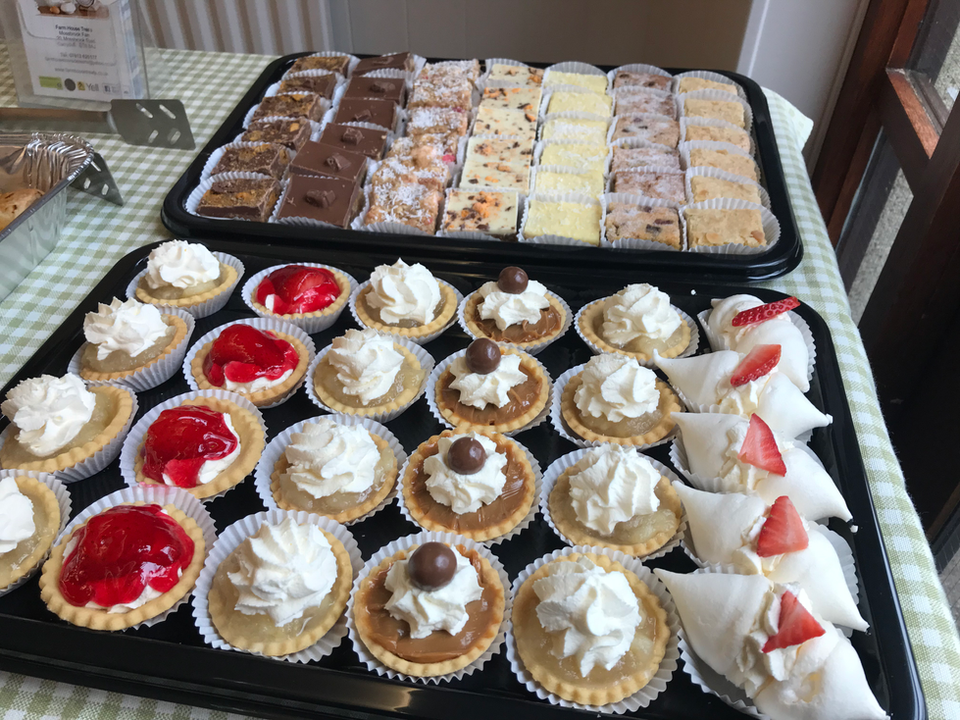 Homemade traybakes and decorated cupcakes for a funeral tea reception in Moira, County Down.