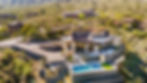 Aerial view of a luxury custom home located in the Phoenix valley.