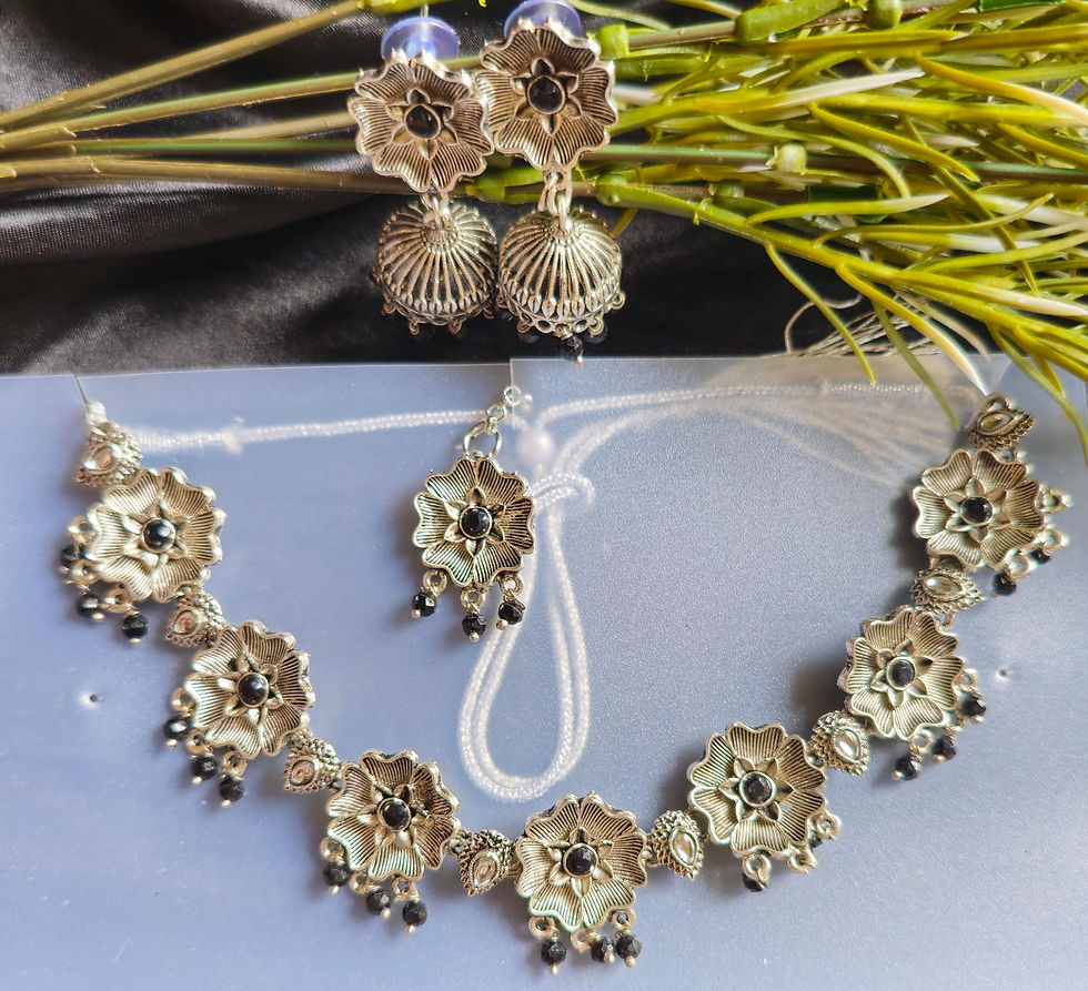 Oxidised Flower design Set, Intricate Design Navratri Special