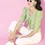 Thumbnail: Pista Green Lycra Knitted Drawstring Top