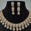 Thumbnail: Artificial Stone Necklace Set with Earrings, Pink Stones in Gold Plating