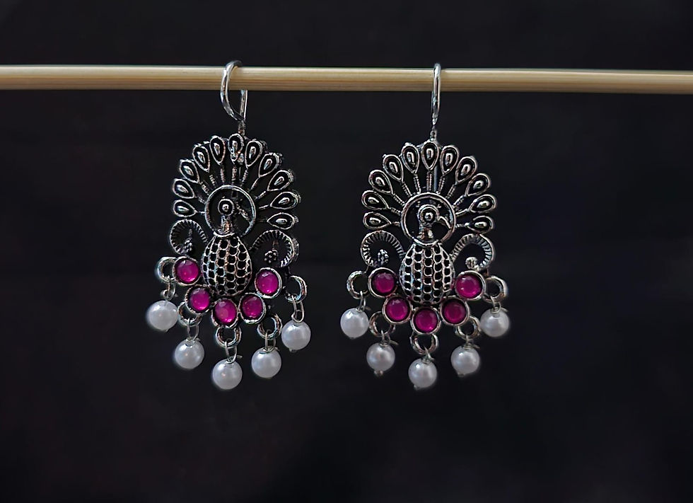 थंबनेल: ree by ritu oxidized discolored authentic look peacock design