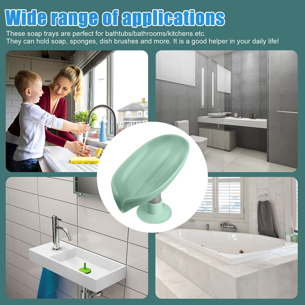 Thumbnail: 2pcs Soap Dishes Holder Leaf Shape Box Self Draining Saver Suction Cup Bathroom