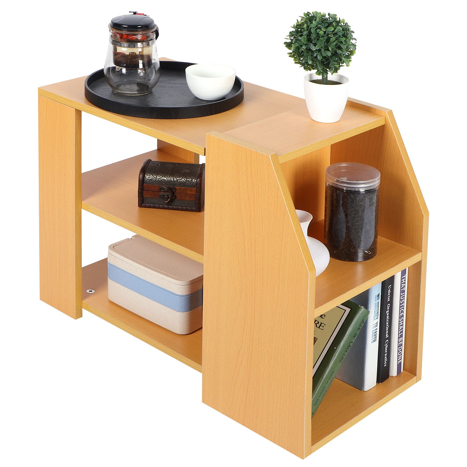 3 Tier Modern Bookshelf Storage Rack Sofa Side Table For Living Room Home Office