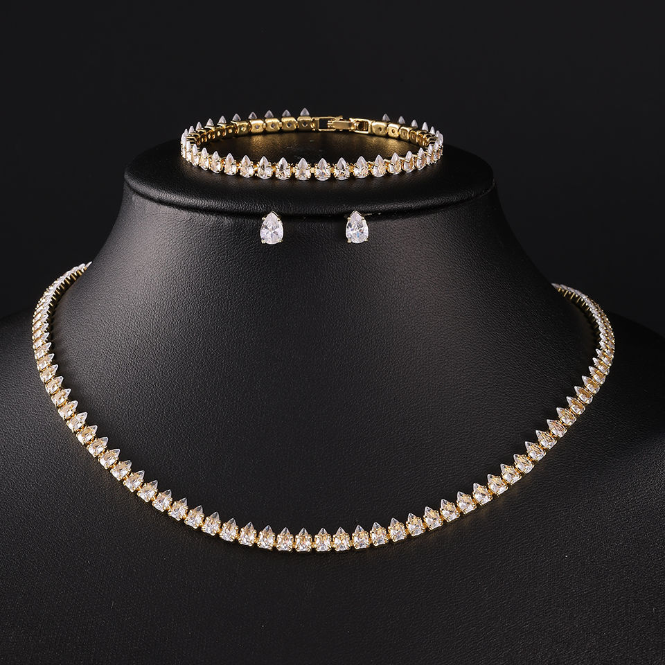 Thumbnail: Zirconia Wedding Bridal Necklace Earing
