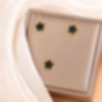 Thumbnail: 14K Gold Plated Stainless Steel Necklace Woman Five Leaf Petals Double Sided Nec