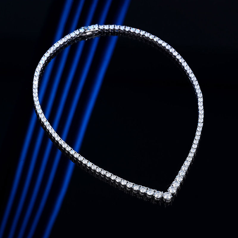 NeeTim Moissanite Tennis Necklace for Women 925 Sterling Silver with White Gold