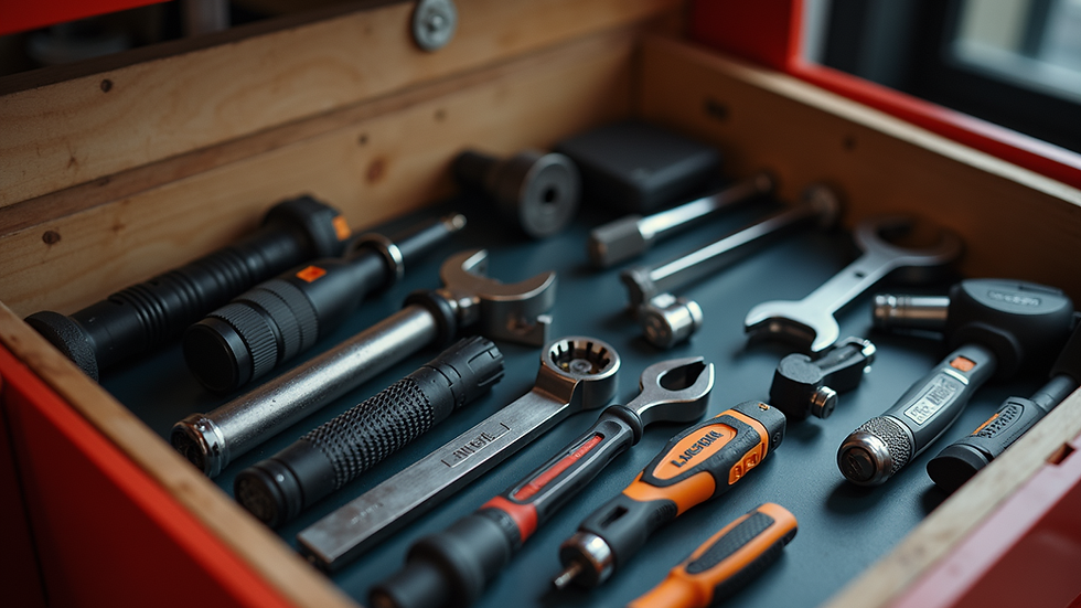 Eye-level view of a well-organized tool chest filled with essential tools
