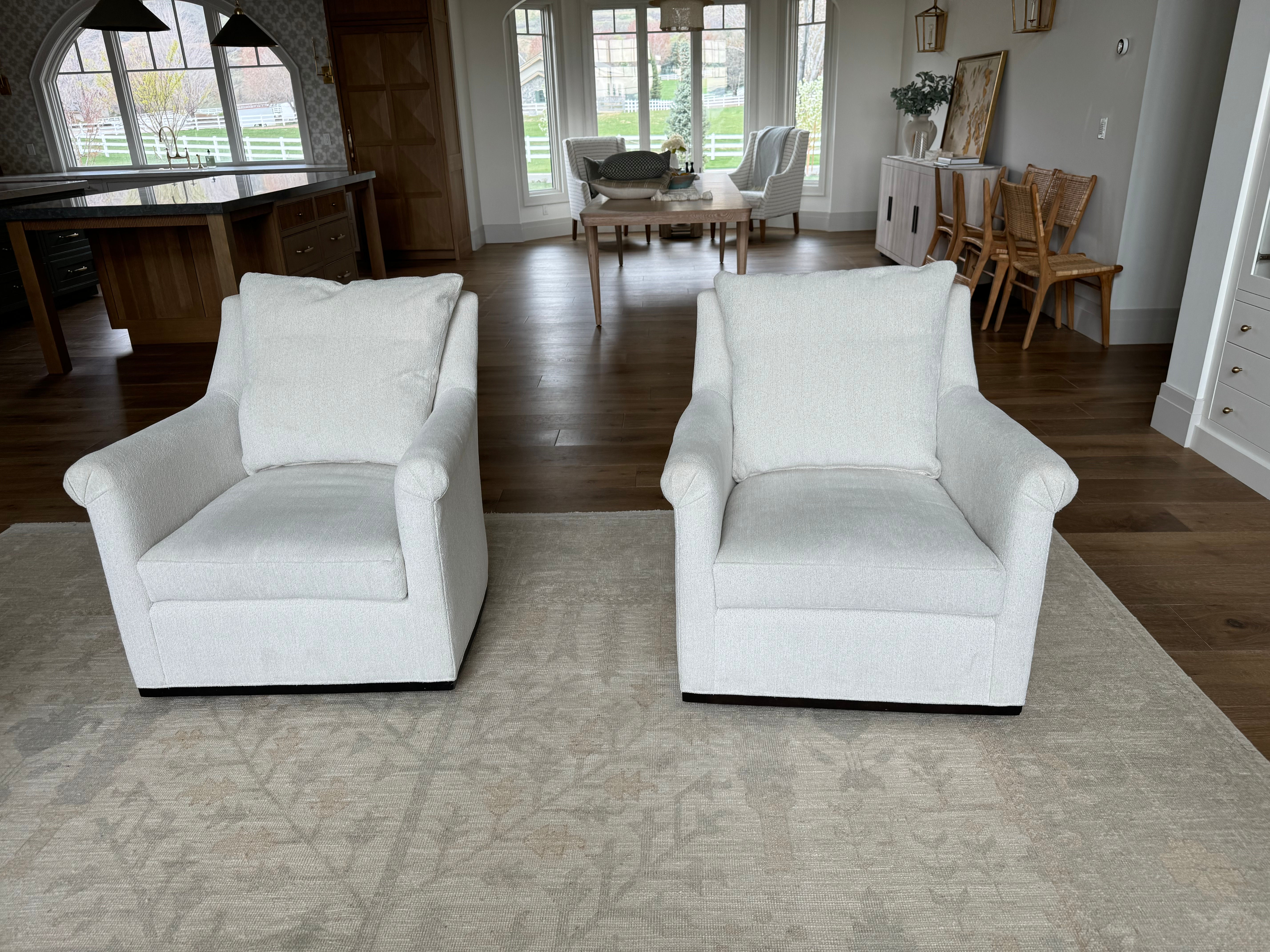 Pair of Modern White Swivel Armchairs - $600 each ($1,200 for both)