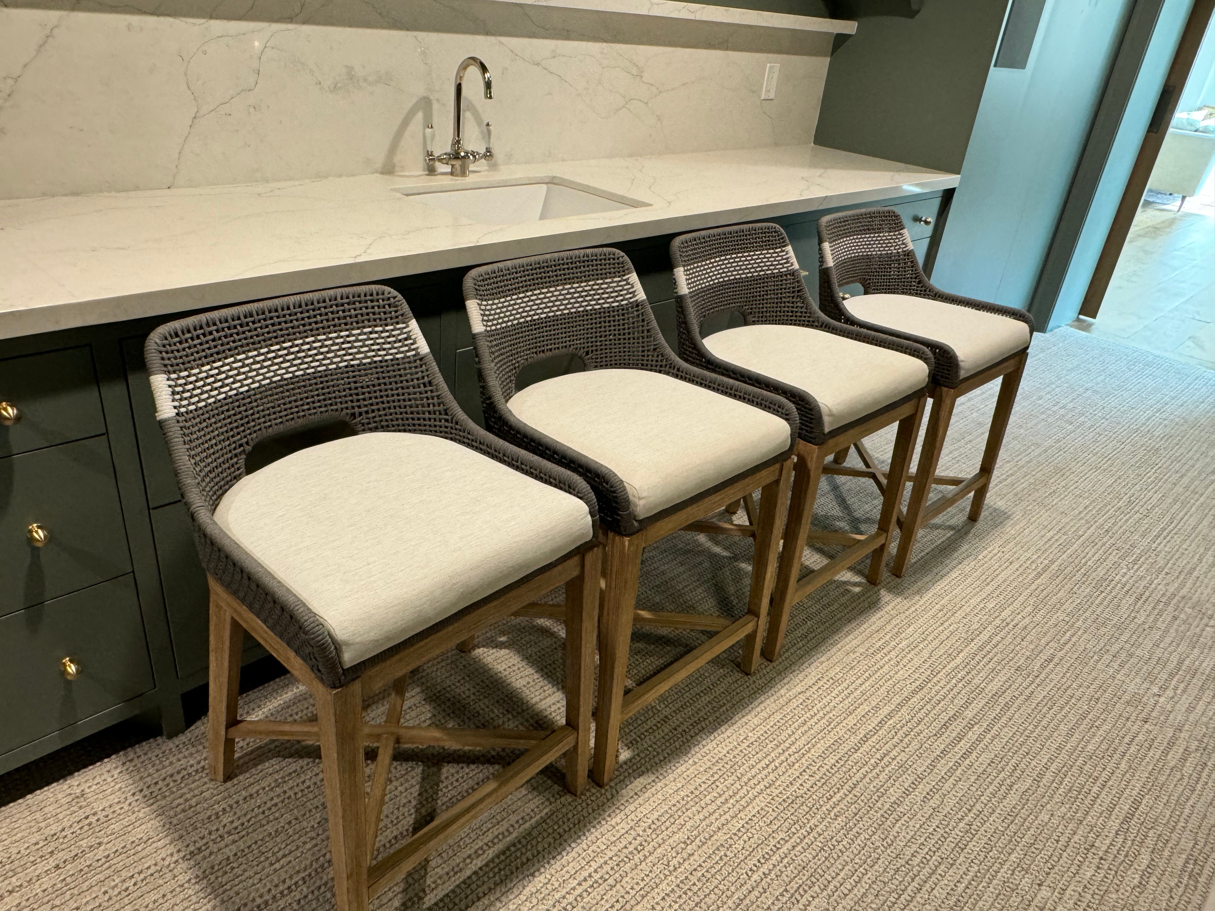 Like-New Woven Bar Stools (Set of 4) - $300 each