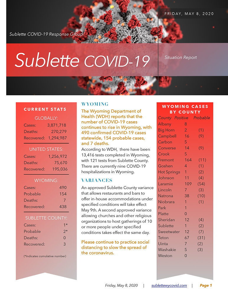 Sublette County Update - 05/08/2020