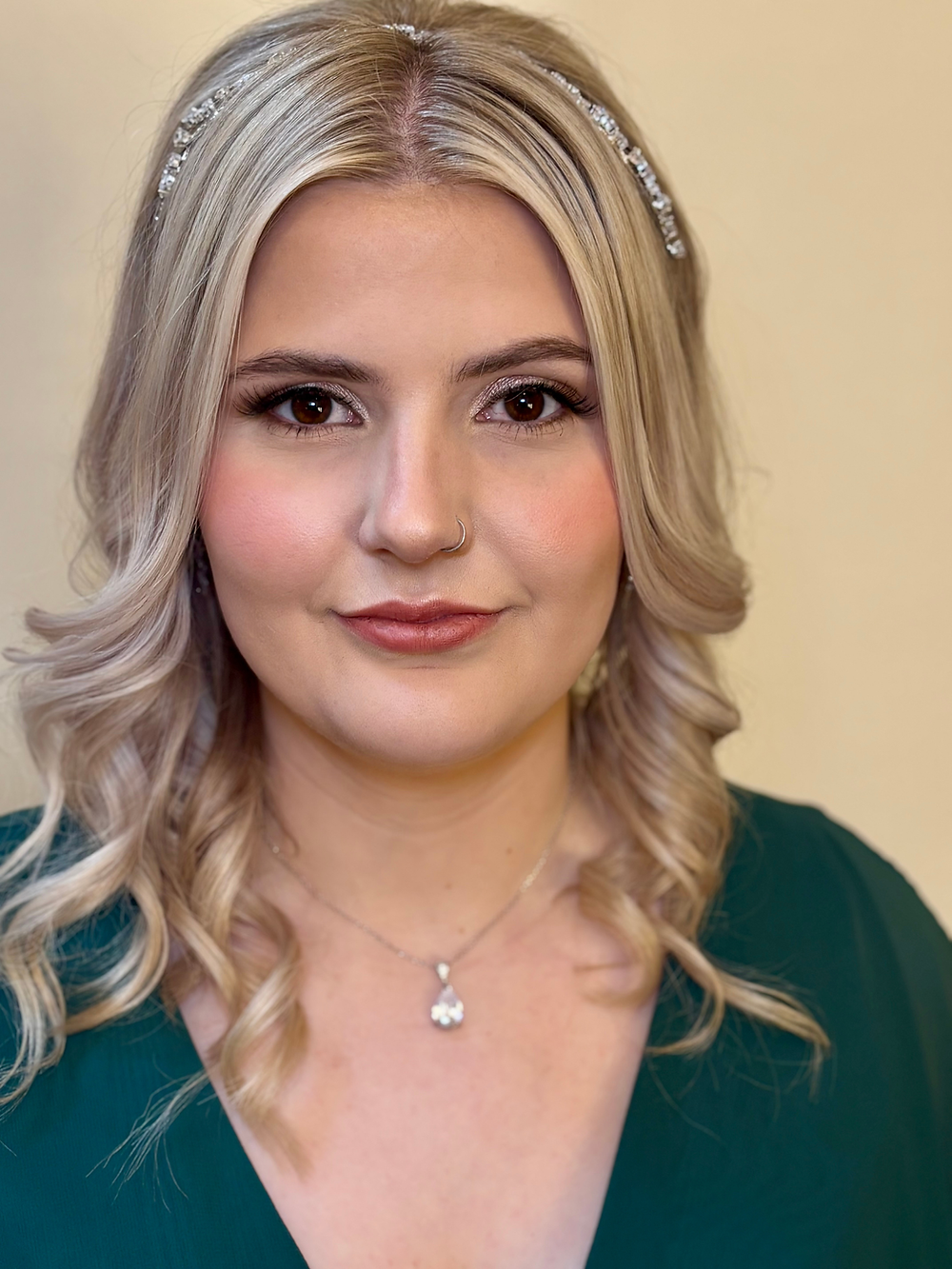 Woman with elegant bridal make up and hair