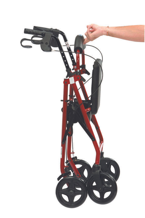 Thumbnail: Red lightweight Aluminium 4 Wheel Walker Folded