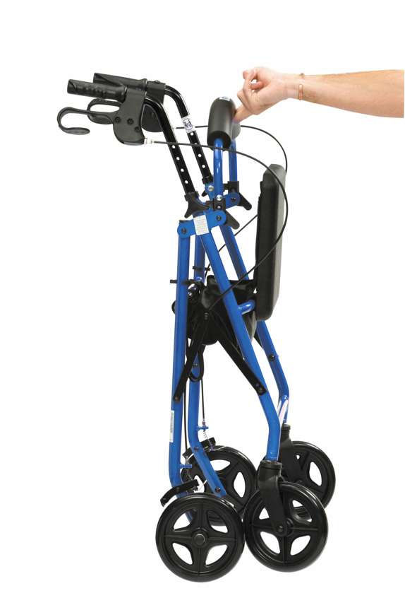 Thumbnail: Blue lightweight Aluminium 4 Wheel Walker Folded