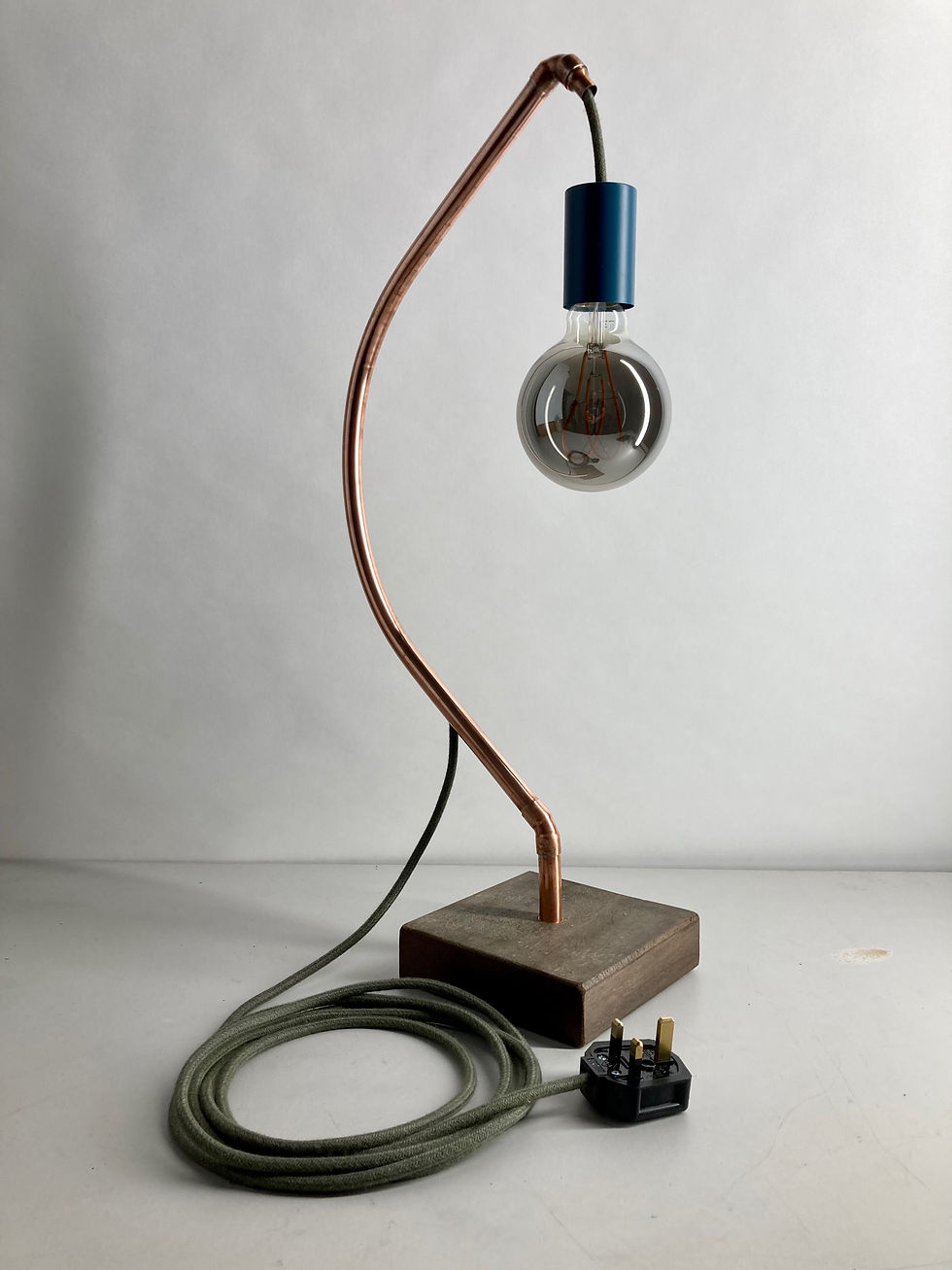 Thumbnail: MC - Lamp - Teal Lampholder / Anthracite cable & hardwood base