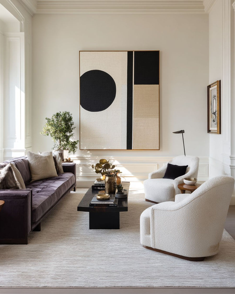 Modern Scandinavian living room styled by an interior decorator