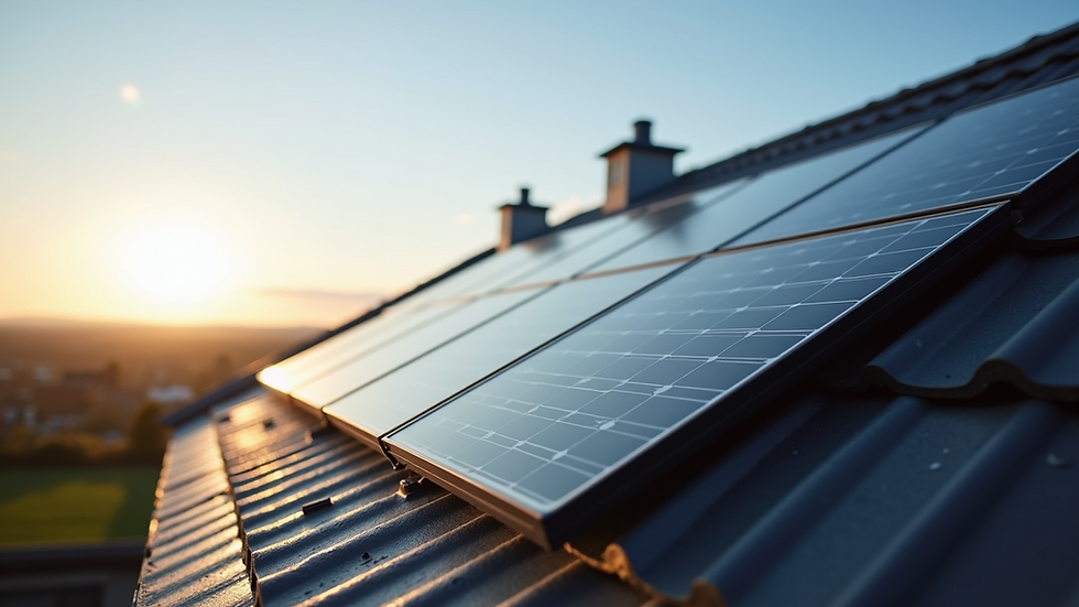 Eye-level view of solar panels installed on a residential roof in Ireland
