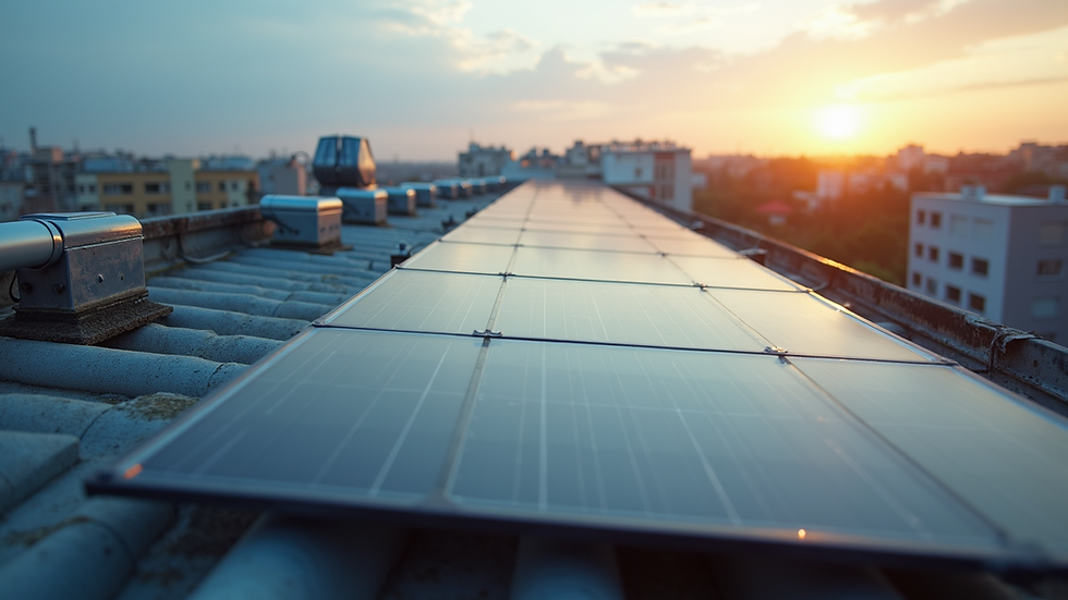 High angle view of solar panels installed on a rooftop